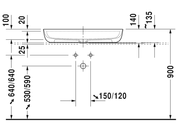 Toppmontert servant Duravit Luv 80x40 cm - Hvit - WonderGliss