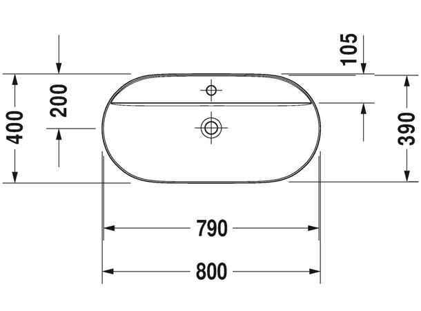 Toppmontert servant Duravit Luv 80x40 cm - Hvit - WonderGliss