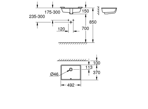 Underlimt Servant Grohe Cube Ceramic PureGuard - 49.2 x 37 cm - hvit