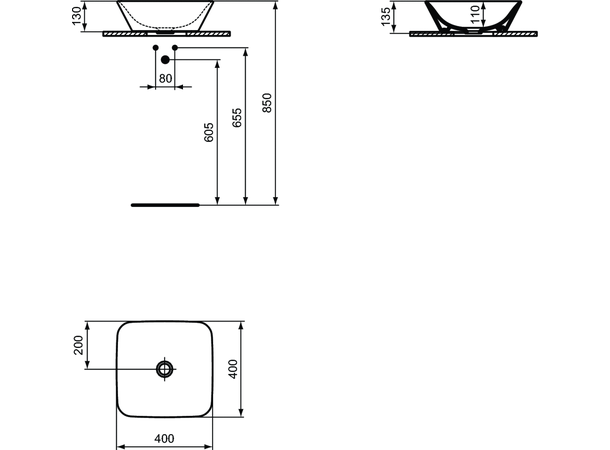 Underskap til servant Ideal Standard Connect Air - 120 cm - Vegghengt - Hvit