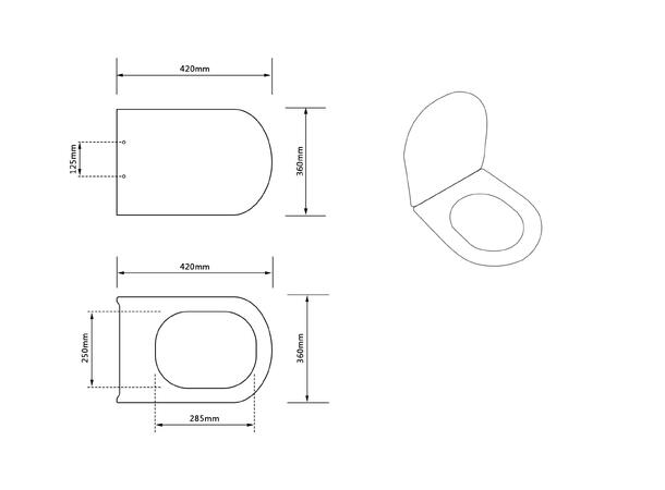 Vegghengt toalett Laveo Desna Kompakt + Rimless + toalettsete - Hvit