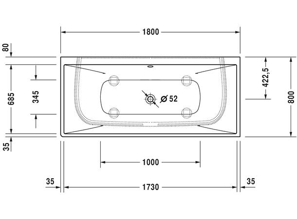 Badekar Duravit DuraSquare 180x80cm hvit