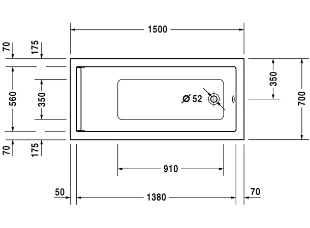 Badekar Duravit Starck 150x70cm hvit