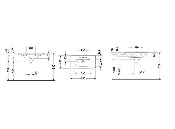 Duravit DuraStyle Møbelservant - 1 kranhull - 78.5x40 cm - WonderGliss