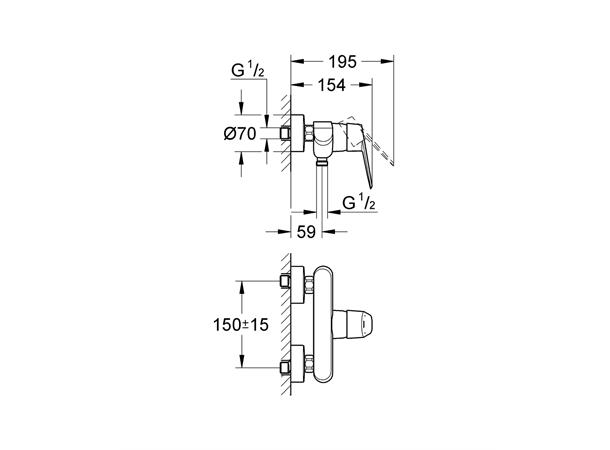 Dusjbatteri Grohe Eurodisc Cosmopolitan Krom