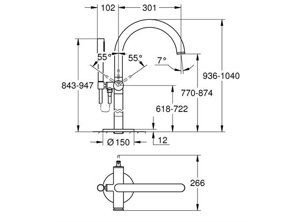 Grohe Atrio Badekarbatteri fristående 1-greps - Krom -