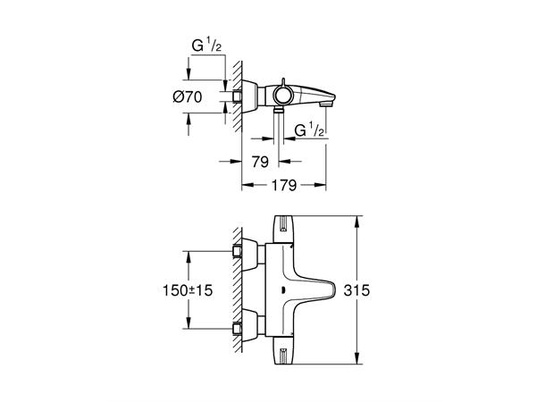 Grohe Kar-/dusjbatteri Grohtherm Special med termostat - Krom -