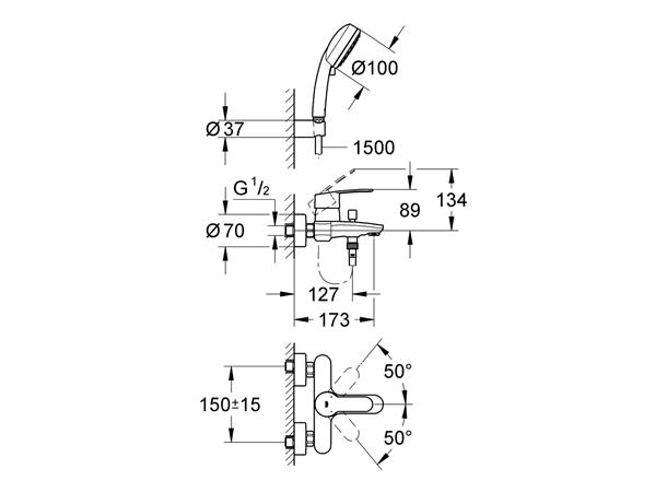 Grohe Kar-/dusjbatteri  Eurostyle Cosmopolitan - Krom -