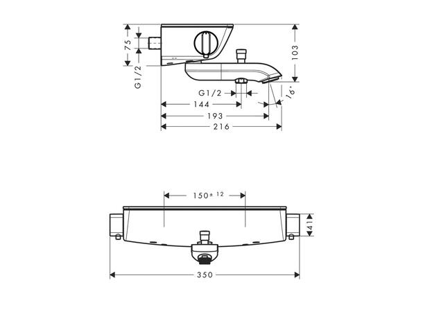 Hansgrohe Ecostat Select Kar-/dusjtermostat - Krom/hvit -