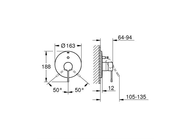 Kar-/dusjbatteri Grohe Essence Til innbygging - Krom -