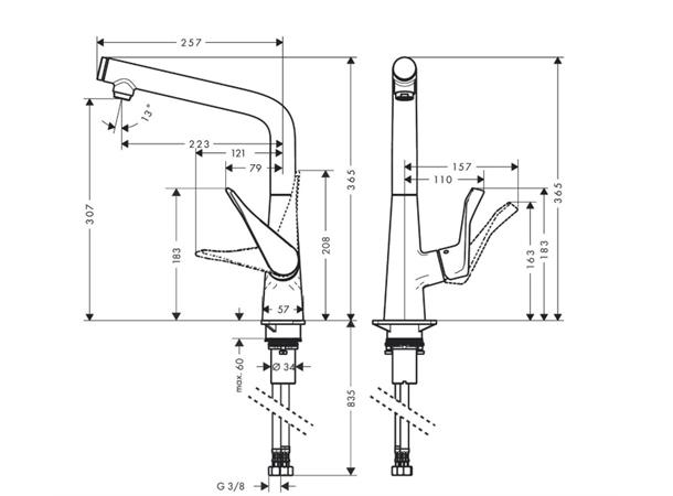 Kjøkkenbatteri Hansgrohe Metris Select Krom