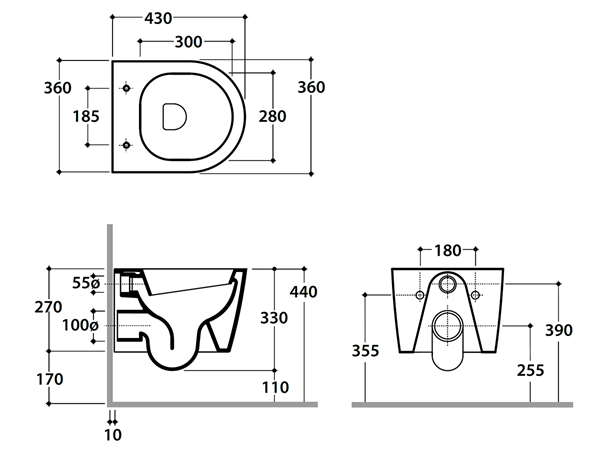 Vegghengt toaeltt Globo Forty3 Kompakt + Rimless - Hvit -