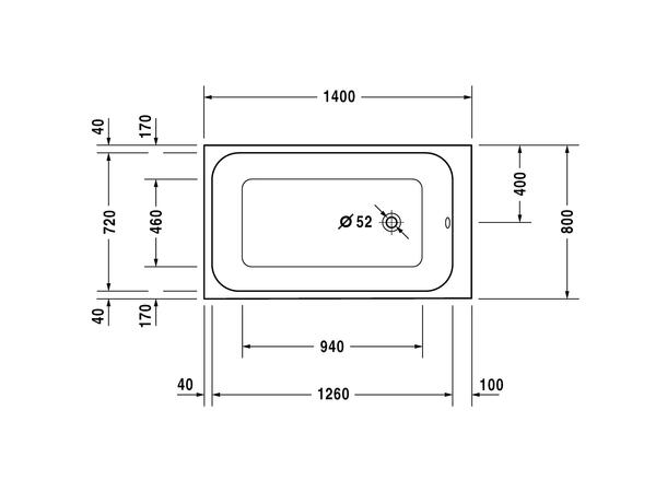 Badekar Duravit DuraStyle 140x80cm hvit