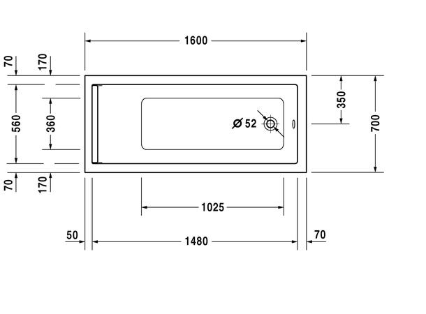 Badekar Duravit Starck 160x70cm hvit