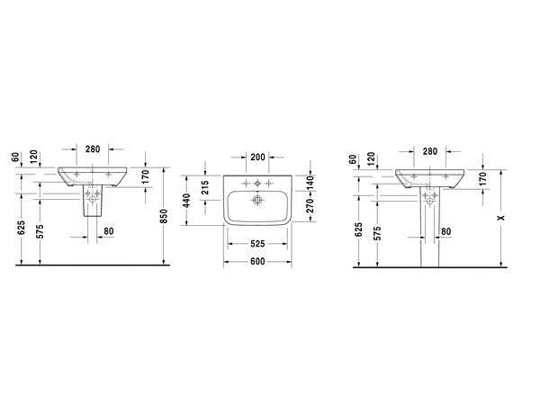 Duravit DuraStyle Vegghengt Servant - 1 kranhull - 60x44 cm - WonderGliss -