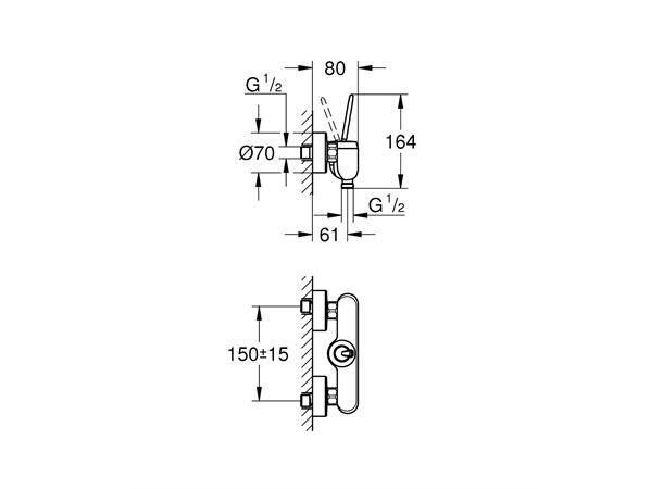 Dusjbatteri Grohe Eurodisc Joy Krom