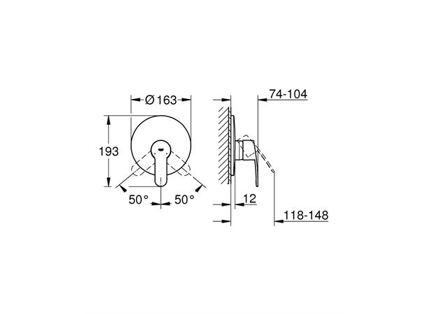 Grohe Eurostyle Cosmopolitan Innbygging dusjbatteri - Krom -