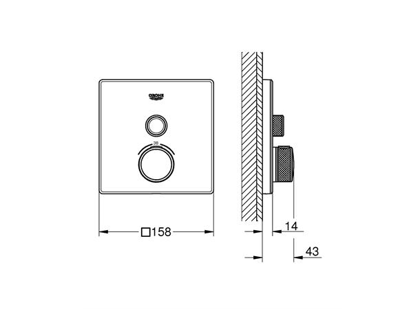 Grohe Grohtherm SmartControl m/termost. Innbygging dusjbatteri - Hvit -