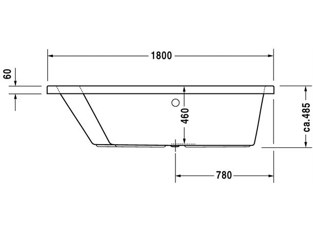 Hjørnebadekar Duravit Paiova 180x140cm venstre til innbygging, hvit