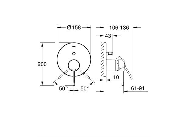 Kar-/dusjbatteri Grohe Essence Til innbygging - Krom -