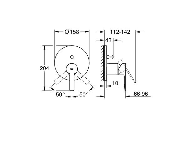 Kar-/dusjbatteri Grohe Lineare Til innbygging - Krom -