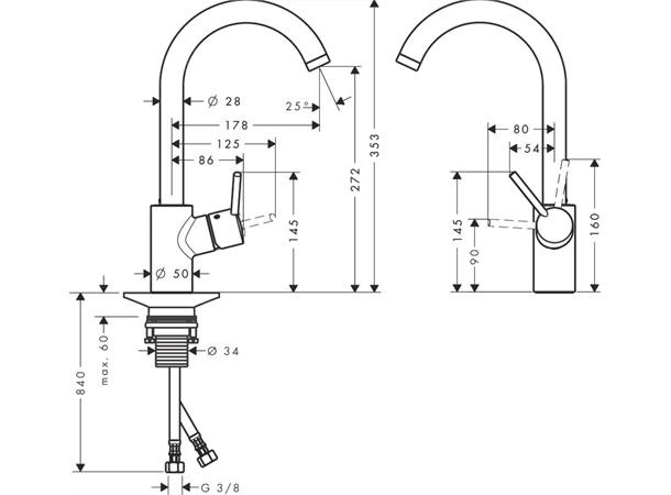 Kjøkkenbatteri Hansgrohe Talis S2 Variarc krom