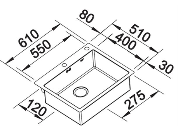 Kjøkkenvask Blanco Claron 500-IF/A Rustfrittstål - 56x51cm - Durinox stål