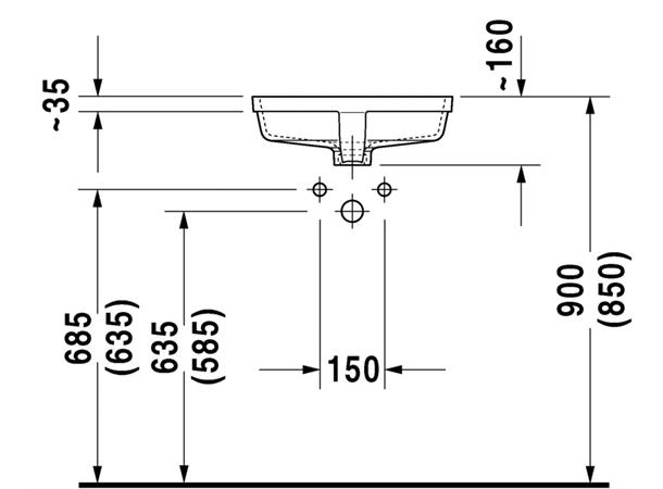 Underlimt Servant Duravit Vero WonderGliss - 43 x 31.5 cm - hvit