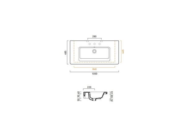 Vegghengt servant Catalano New Light 100x48 cm - Hvit - Cataglaze