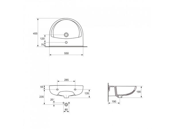 Vegghengt servant Cersanit President 55x45.5 cm - Hvit