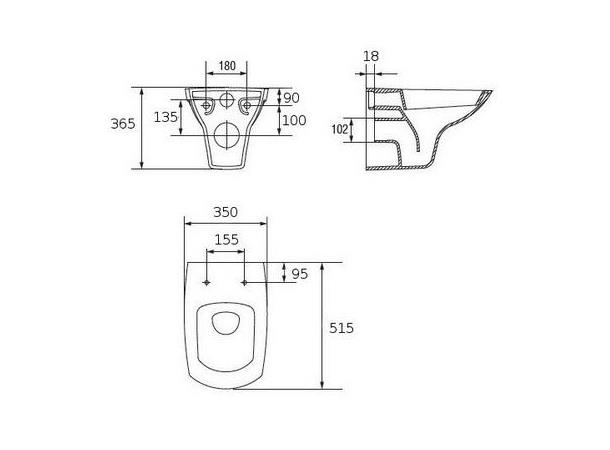 Vegghengt toalett Cersanit Como Rimless + toalettsete - Hvit -