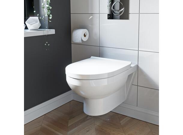 Vegghengt toalett Duravit DuraStyle 36.5x54cm - Rimless - Toalettsete - Hvit