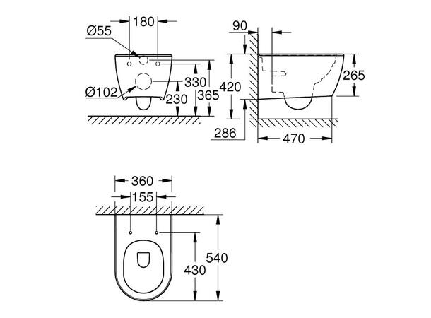 Vegghengt toalett Grohe Essence Rimless + PureGuard - Hvit -