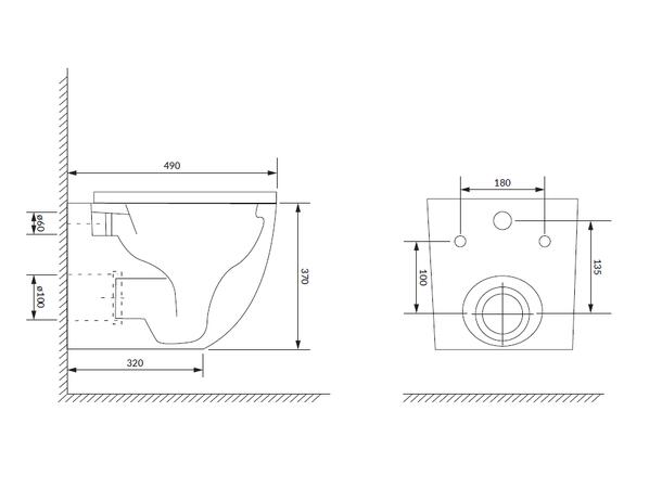 Vegghengt toalett Omnires Ottawa Kompakt + Rimless + toalettsete - Hvit