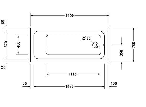 Badekar Duravit D-Code 160x70cm hvit