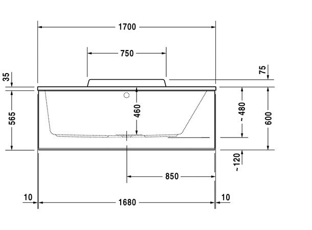 Badekar Duravit DuraStyle 170x70cm høyre hvit