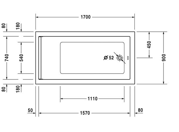 Badekar Duravit Starck 170x90cm hvit