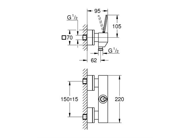 Dusjbatteri Grohe Eurocube Joy Krom