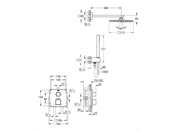 Dusjpakke Grohe Grohtherm Cube Rainshower Allure 230 Krom