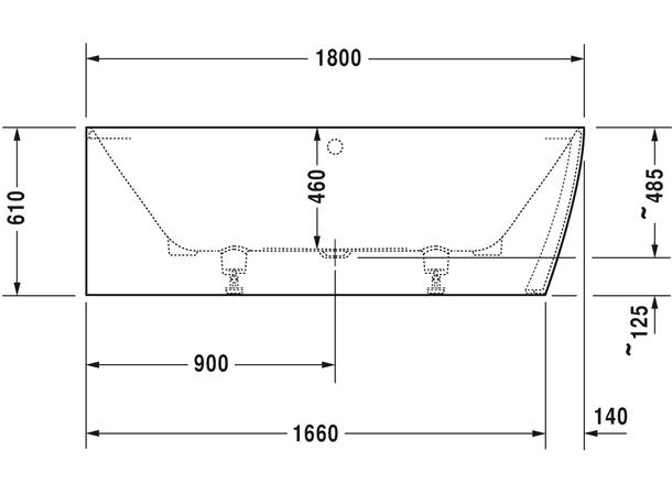 Hjørnebadekar Duravit DuraSquare 180x80cm venstre side, hvit