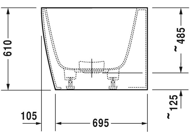 Hjørnebadekar Duravit DuraSquare 180x80cm venstre side, hvit