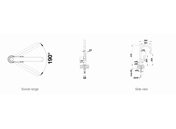 Kjøkkenbatteri Blanco Carena-S Vario Med uttrekkbar tut Alumetalic / Krom