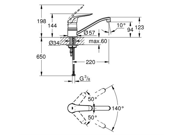 Kjøkkenbatteri Grohe Euroeco Special Krom