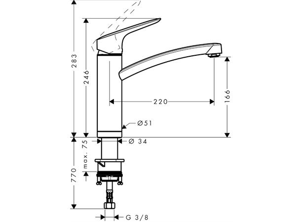 Kjøkkenbatteri Hansgrohe Logis Krom