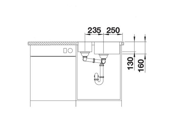 Kjøkkenvask Blanco Lantos 6 IF Rustfrittstål 59.3x48.8cm - Berstet stål