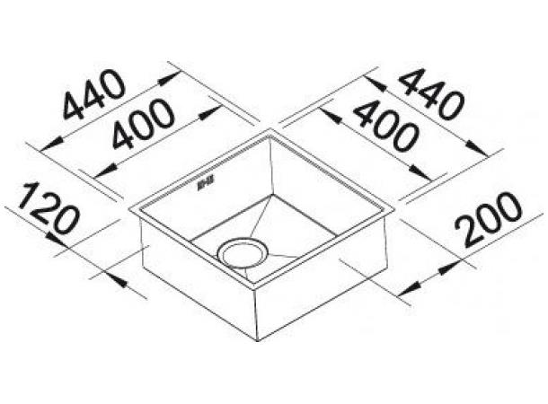 Kjøkkenvask Blanco Zerox 400-U Rustfrittstål - 44x44cm - Durinox stål