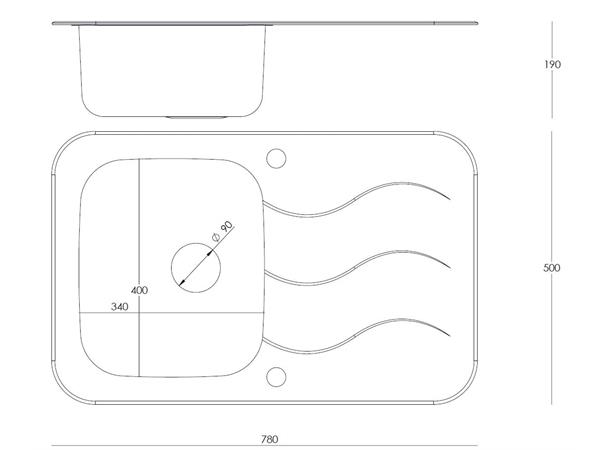 Kjøkkenvask Quadron Glen 211 HardQ Rustfritt stål - 78x50 cm - Stål/ Svart