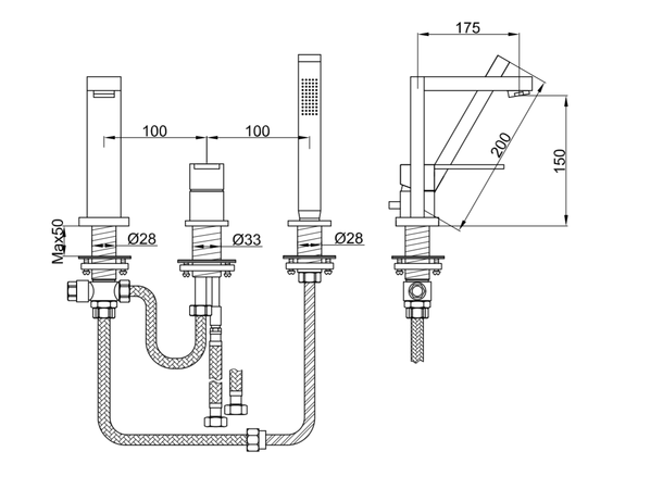 Kohlman Kar-/dusjbatteri Excelent 3-hulls - Krom -