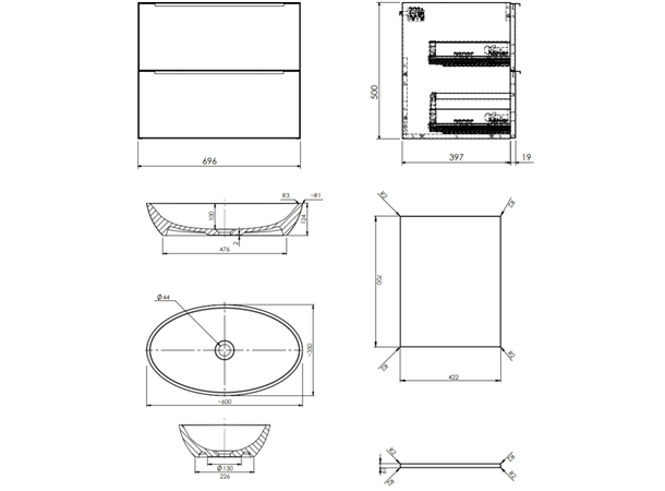 Servant Omnires OmniDream med underskap - 70 cm - Hvit glans