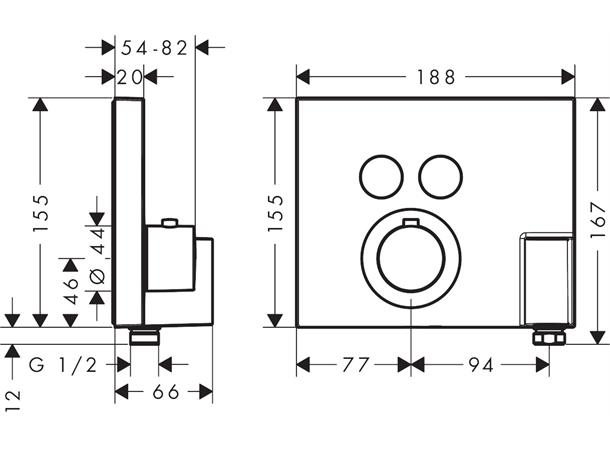 Termostatbatteri Axor ShowerSelect Til innbygging - Krom -